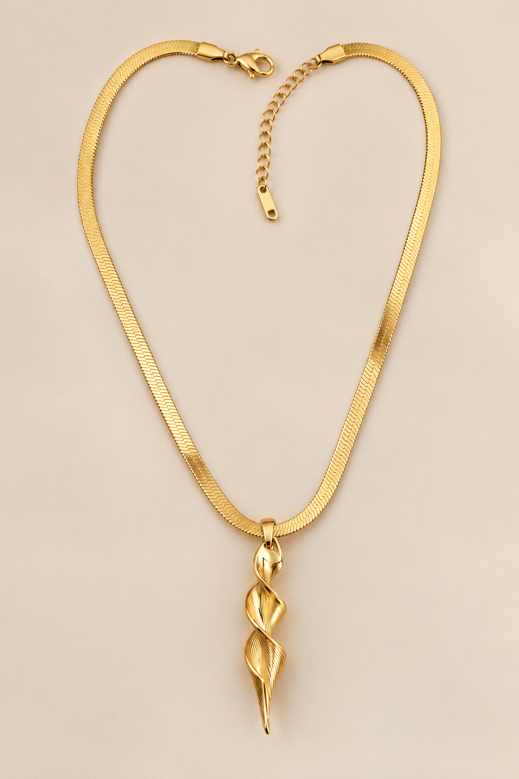 Golden Twist Pendant Necklace – Anti-Tarnish Stainless Steel