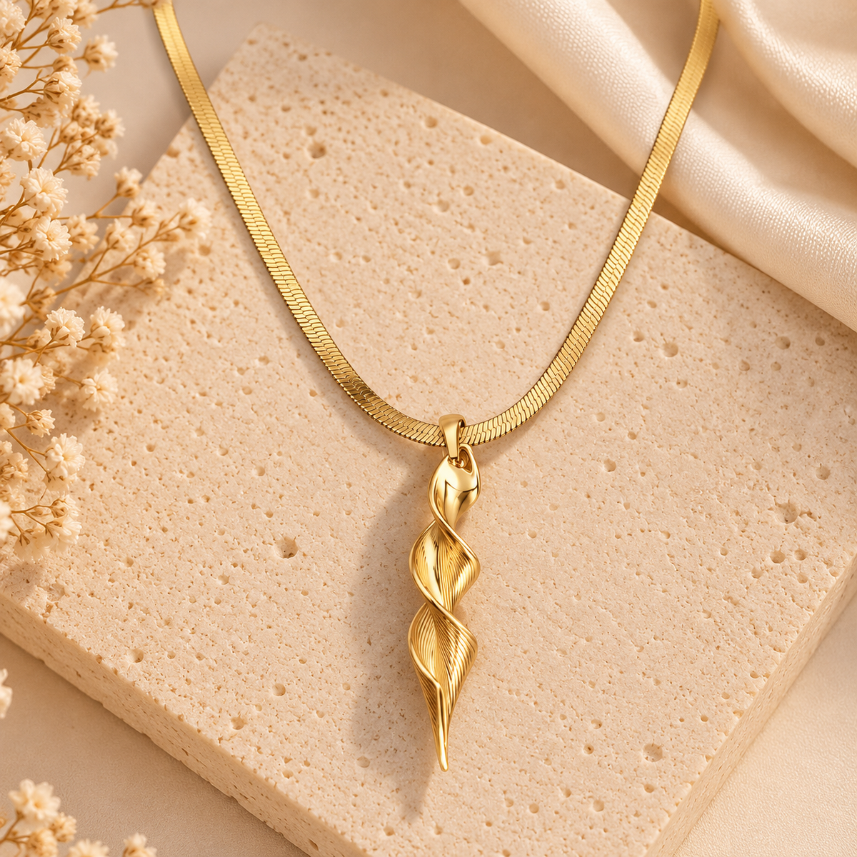 Golden Twist Pendant Necklace – Anti-Tarnish Stainless Steel
