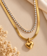 Golden Heart Double-Layer Necklace – Anti-Tarnish Stainless Steel
