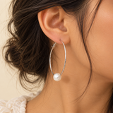 Silver Pearl Hoop Earrings – Stainless Steel | ZEBIA