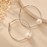 Silver Pearl Hoop Earrings – Stainless Steel | ZEBIA