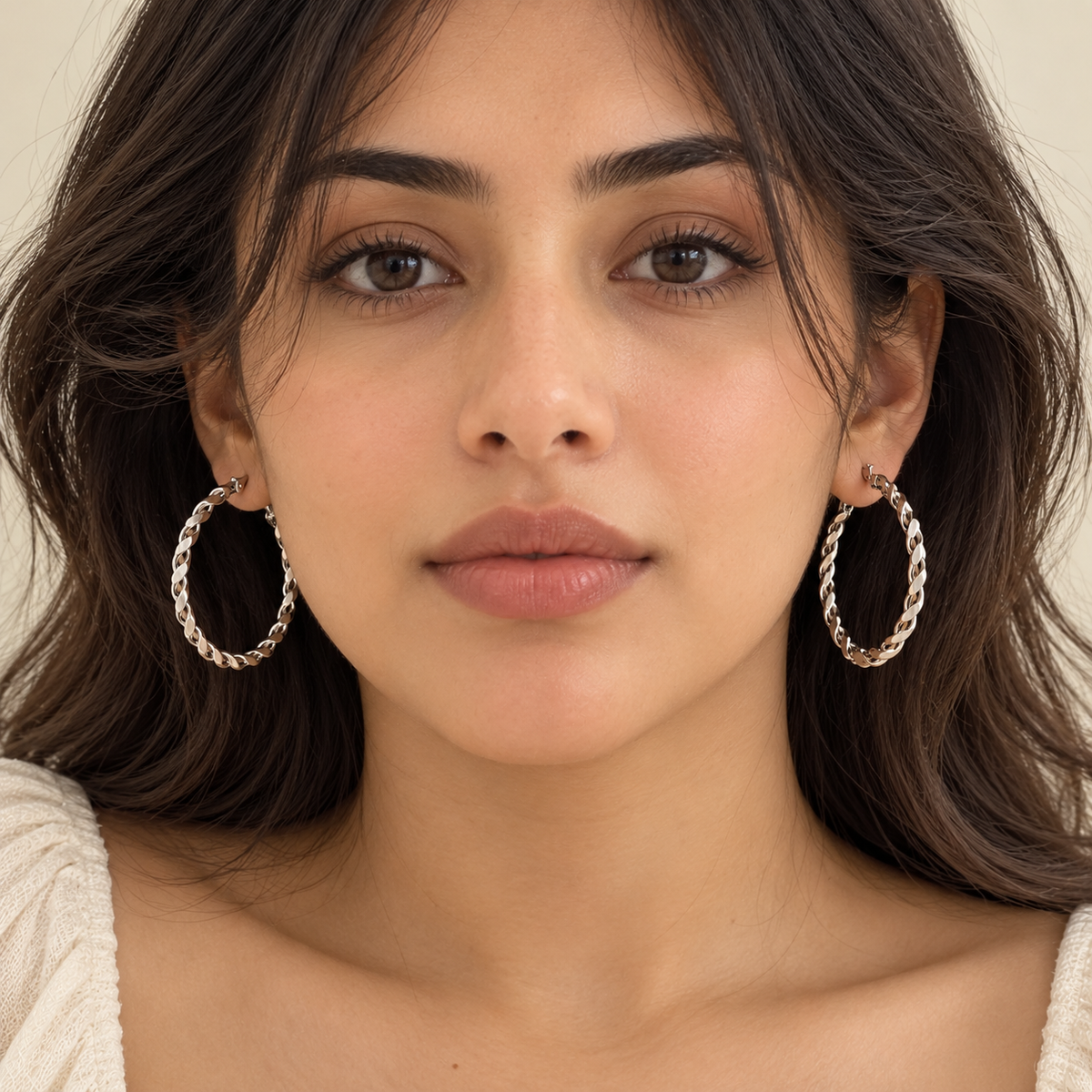 Silver Twisted Hoop Earrings – Stainless Steel | ZEBIA