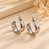Chunky Silver Stainless Steel Hoop Earrings