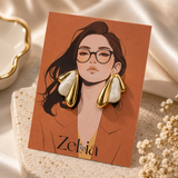 Gold-Tone Pearl Drop Earrings – Elegant Sculptural Statement Earrings