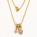 Gold-Tone Heart Crystal Pendant Necklace – Elegant Statement Necklace