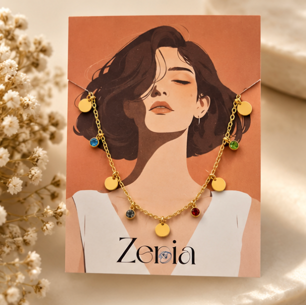 Gold-Tone Multicolor Charm Necklace – Colorful Minimalist Pendant Chain