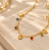Gold-Tone Multicolor Charm Necklace – Colorful Minimalist Pendant Chain