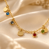 Gold-Tone Multicolor Charm Necklace – Colorful Minimalist Pendant Chain