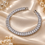 Silver-Tone Tennis Bracelet – Classic CZ Crystal Link Bracelet