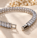 Silver-Tone Tennis Bracelet – Classic CZ Crystal Link Bracelet