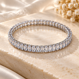 Silver-Tone Tennis Bracelet – Classic CZ Crystal Link Bracelet