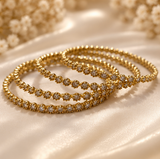 Gold-Tone Crystal Tennis Bracelet Set – 3-Piece Layered Bracelet Set
