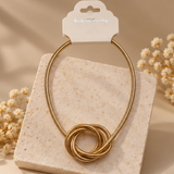 Gold-Tone Spiral Circle Pendant Necklace – Modern Statement Necklace