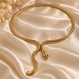 Gold-Tone Snake-Style Open Collar Necklace