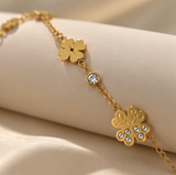 Gold-Tone Floral Crystal Hand Chain – Elegant Flower Haath Phool