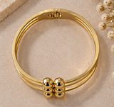 Gold-Tone Multi-Strand Beaded Cuff Bracelet – Elegant Statement Bangle