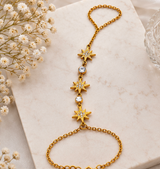 Gold-Tone Starburst Crystal Hand Chain – Celestial Haath Phool