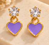 Gold-Tone Crystal Heart Drop Earrings