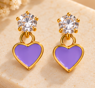 Gold-Tone Crystal Heart Drop Earrings