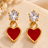 Gold-Tone Crystal Heart Drop Earrings