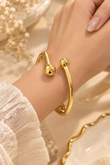 ZEBIA Gold-Tone Ball End Open Cuff Bracelet for Women | Minimalist Statement Bangle | Elegant Modern Jewellery