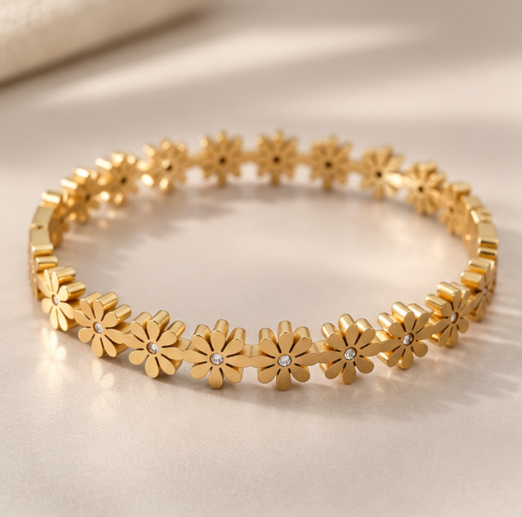 Gold Floral Bracelet for Women – Anti-Tarnish