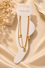 ZEBIA Gold-Plated Layered Charm Anklet for Women – Anti-Tarnish Stainless Steel