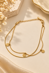 ZEBIA Gold-Plated Layered Charm Anklet for Women – Anti-Tarnish Stainless Steel