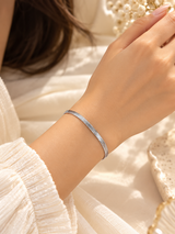 ZEBIA Silver-Tone Stainless Steel Snake Chain Bracelet for Women