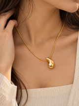 ZEBIA Gold-Tone Teardrop Pendant Necklace | Anti-Tarnish Minimalist Jewellery
