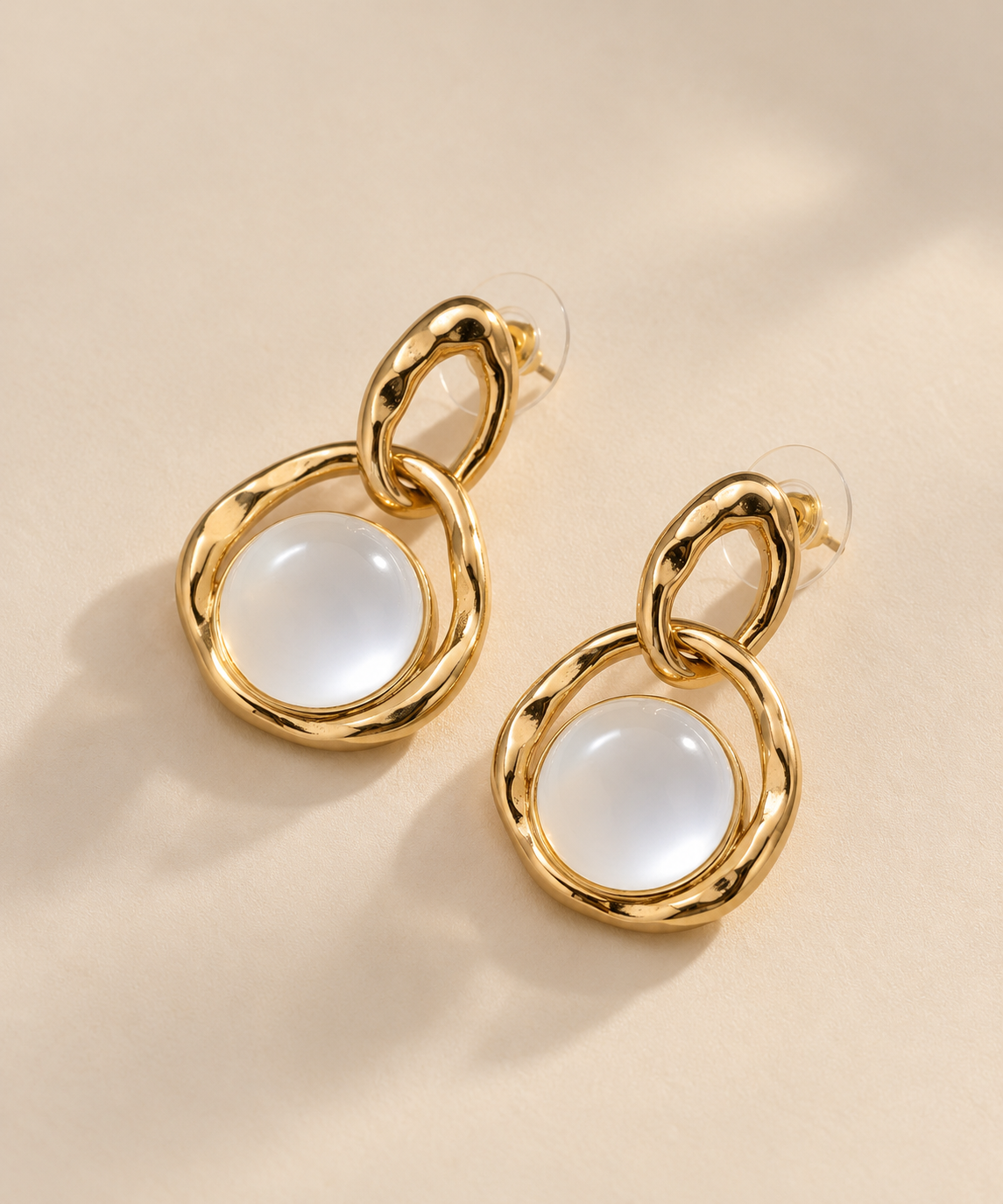 ZEBIA Gold-Tone Pearl Drop Earrings – Elegant White Pearl Statement Earrings