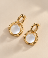 ZEBIA Gold-Tone Pearl Drop Earrings – Elegant White Pearl Statement Earrings