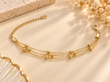 ZEBIA Gold-Plated Multi-Strand Beaded Bracelet for Women