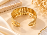 ZEBIA Gold-Plated Textured Statement Cuff Bracelet for Women