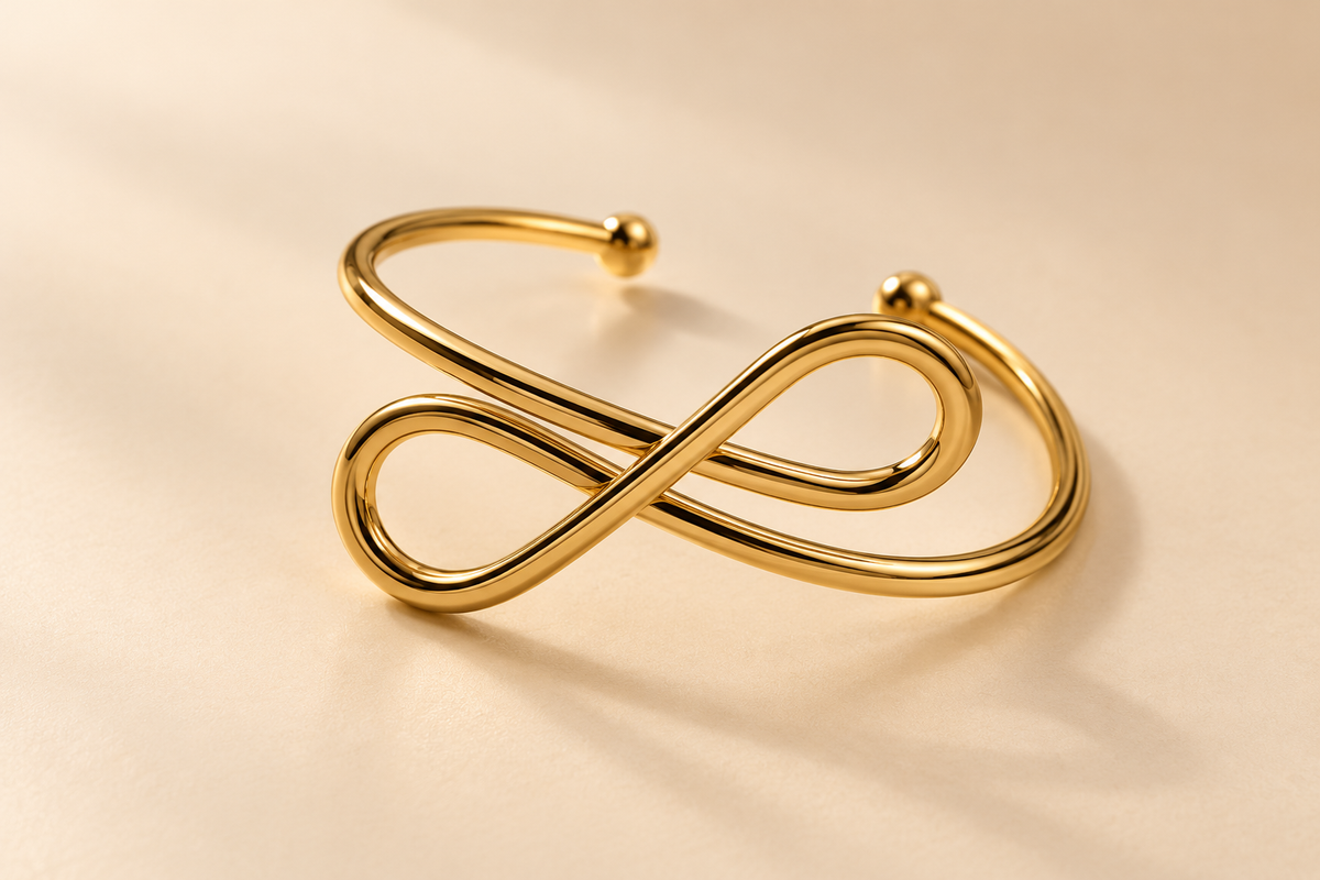 ZEBIA Gold-Plated Infinity Cuff Bracelet for Women – Minimalist Statement Bangle