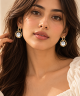 ZEBIA Gold-Tone Pearl Drop Earrings – Elegant White Pearl Statement Earrings