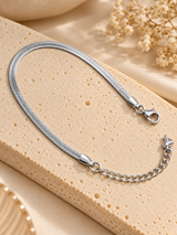 ZEBIA Silver-Tone Stainless Steel Snake Chain Bracelet for Women