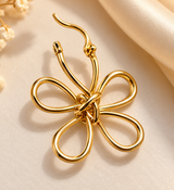 ZEBIA Gold-Plated Anti-Tarnish Stainless Steel Flower Hoop Earrings for Women