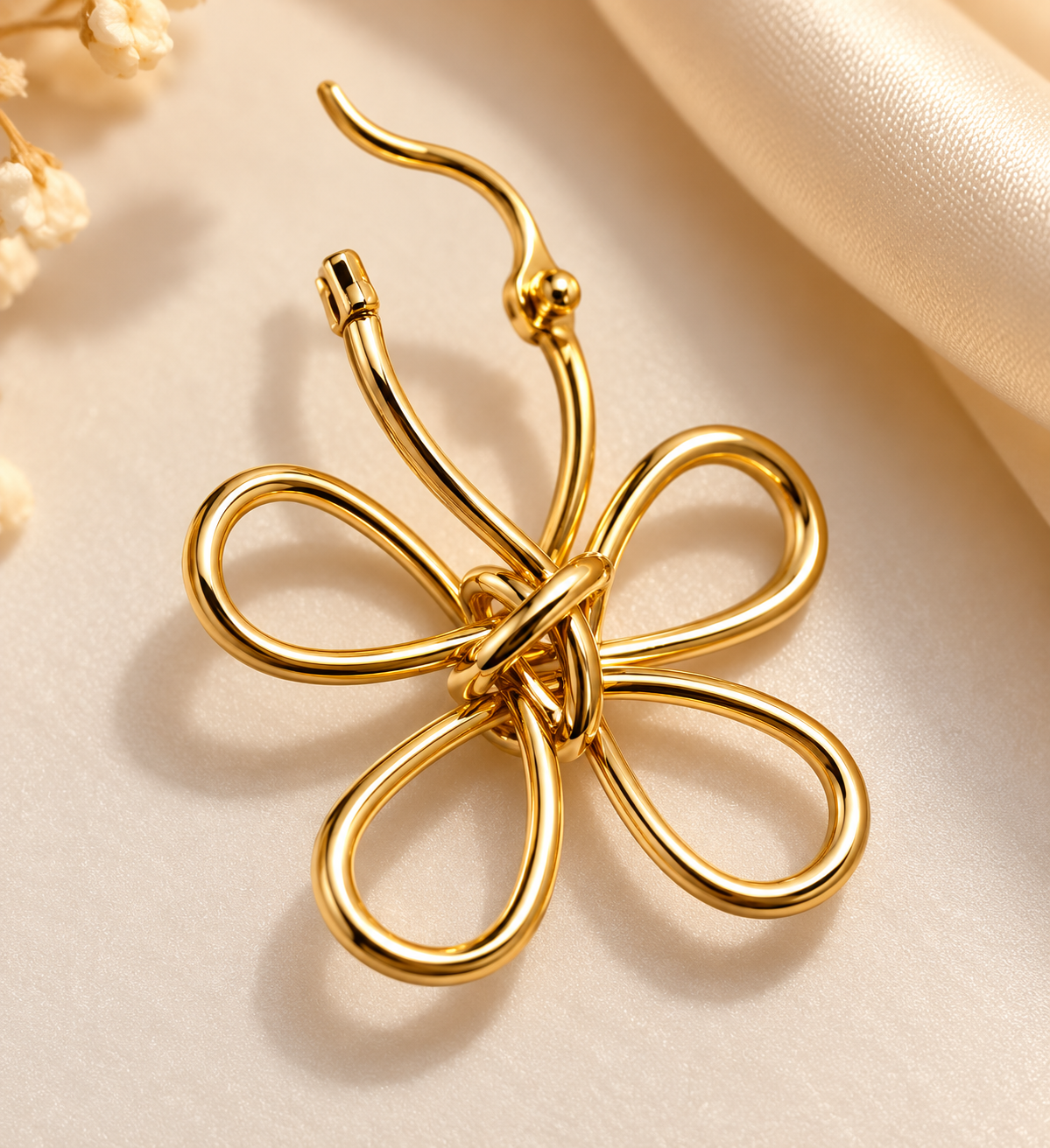 ZEBIA Gold-Plated Anti-Tarnish Stainless Steel Flower Hoop Earrings for Women