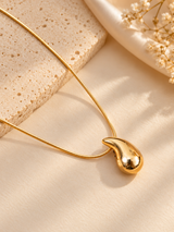 ZEBIA Gold-Tone Teardrop Pendant Necklace | Anti-Tarnish Minimalist Jewellery
