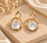 ZEBIA Gold-Tone Pearl Drop Earrings – Elegant White Pearl Statement Earrings