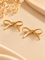 ZEBIA Gold-Plated Anti-Tarnish Stainless Steel Bow Stud Earrings for Women