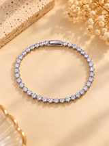 ZEBIA Silver-Tone Crystal Tennis Bracelet for Women