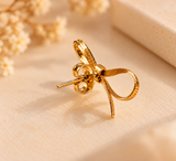 ZEBIA Gold-Plated Anti-Tarnish Stainless Steel Bow Stud Earrings for Women