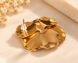 ZEBIA Gold-Plated Anti-Tarnish Stainless Steel Floral Statement Earrings for Women