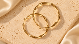 ZEBIA Gold-Plated Anti-Tarnish Stainless Steel Twisted Round Hoop Earrings for Women